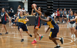 Basketball action on day one of the Sydney Catholic Schools inter-school sports competition