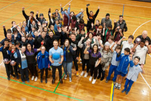 Sydney Catholic Schools' goalball athletes gathered at Whitlam Leisure Centre, Liverpool